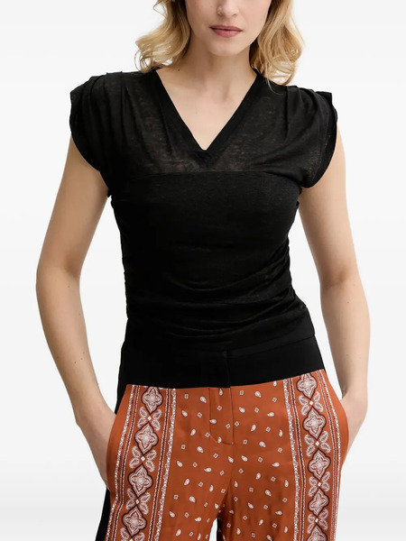  Pinko V-neck Puff-sleeve Top - Black 