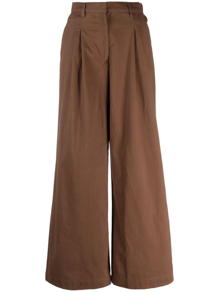  Pinko Wide-leg Cotton Trousers - Brown 