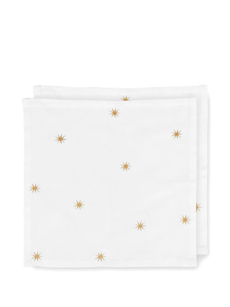  Pip Studio Embroidered Stars Napkins (pack Of Two) - White 