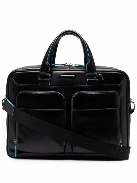  Piquadro Contrast-stitching Work Bag - Black 