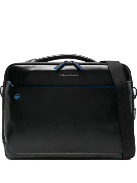  Piquadro Leather Laptop Bag - Black 
