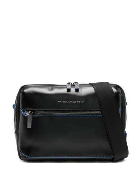  Piquadro Logo-plaque Zip-fastening Shoulder Bag - Black 