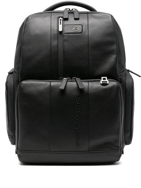  Piquadro Panelled Leather Backpack - Black 