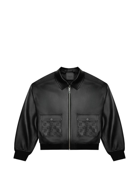  Place Of ëlms Monolink-debossed Leather Jacket - Black 