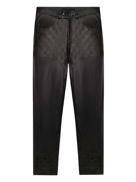  Place Of ëlms Monolink-debossed Leather Trousers - Black 