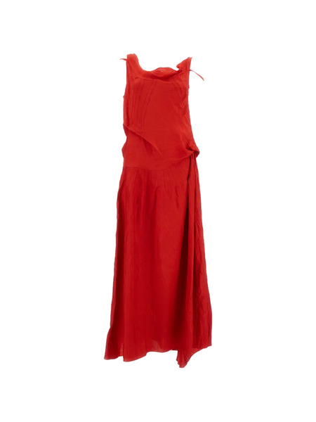  Plan C Asymmetrical Draped Dress - Red 