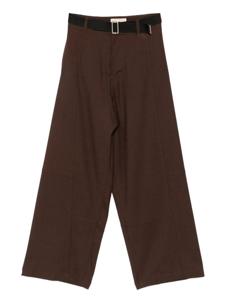  Plan C Belted Panelled Trousers - Brown 