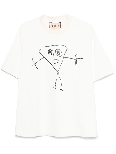  Plan C Bianca-print T-shirt - White 