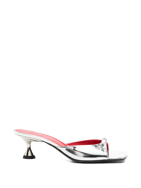  Plan C Bow-detail Leather Sandals - Silver 