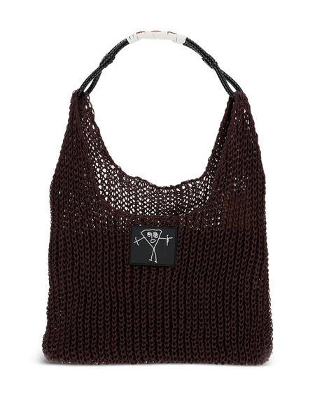  Plan C Braided-handle Mesh Shoulder Bag - Brown 