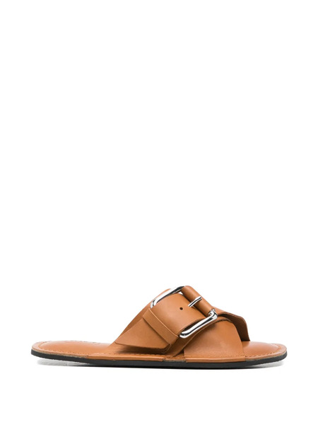  Plan C Buckle Leather Sandals - Brown 