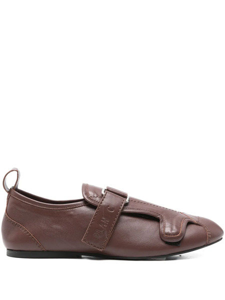 Plan C Buckle-strap Leather Sneakers - Brown 