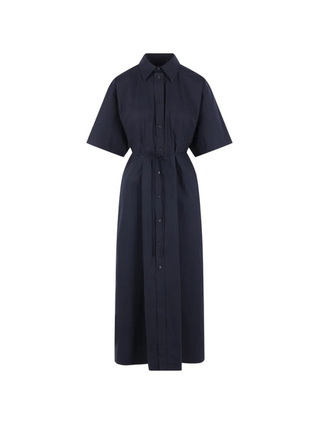  Plan C Buttoned Tied-waist Midi Dress - Blue 
