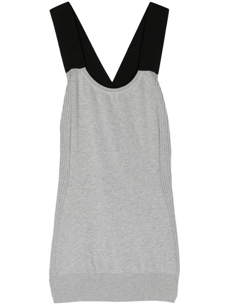  Plan C Crossover-straps Fine-knit Top - Grey 