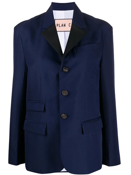  Plan C Flap Pocket Blazer - Blue 