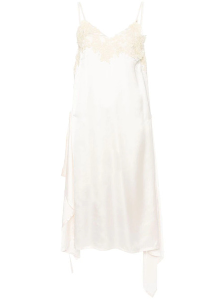  Plan C Floral-lace Satin Slip Dress - Neutrals 