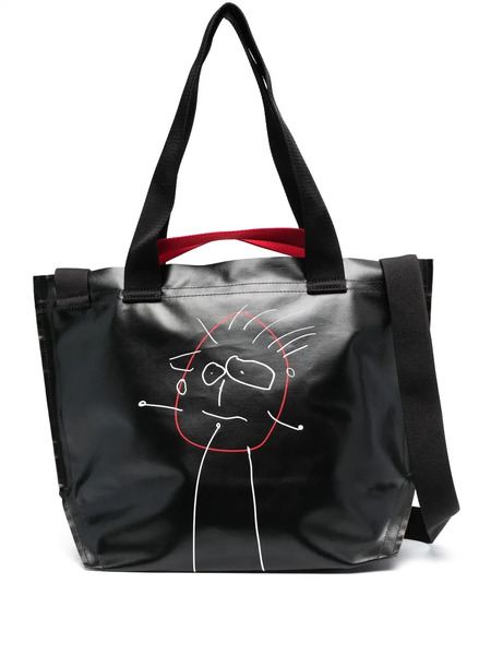 Plan C Graphic-print Shoulder Bag - Black 
