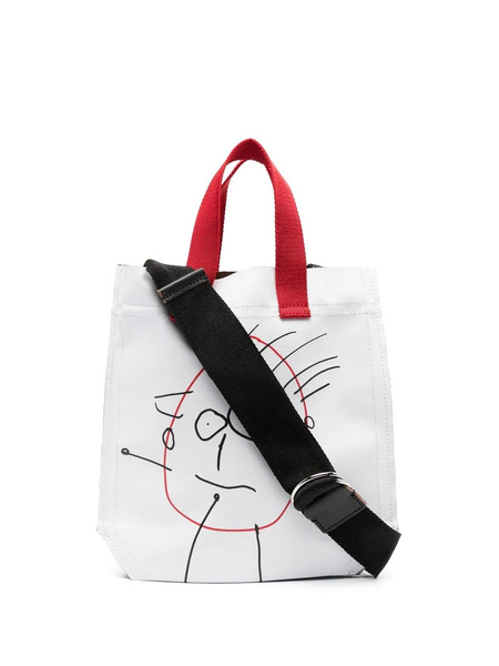  Plan C Graphic-print Waved Tote Bag - White 