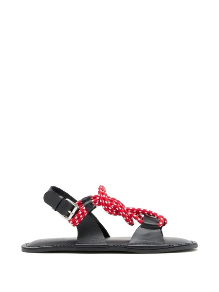  Plan C Leather Sandals - Black 