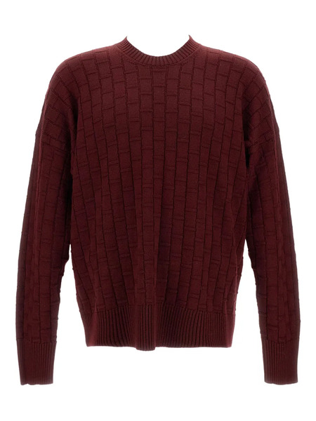  Plan C Ribbed Checked Sweater - Red 