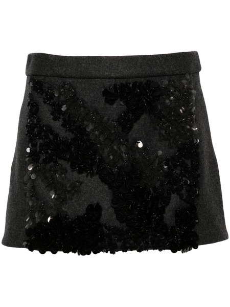  Plan C Sequined Mélange-effect Mini Skirt - Grey 