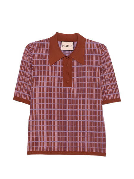  Plan C Striped Polo Shirt - Red 