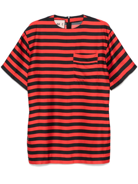  Plan C Striped Satin Mini Dress - Red 