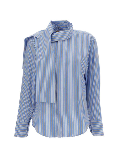  Plan C Striped Scarf Shirt - Blue 