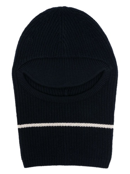  Plan C Two-tone Striped Ribbed-knit Balaclava - Blue 