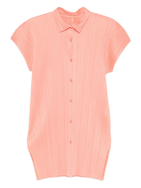  Pleats Please Issey Miyake Button Pleated Shirt - Orange 