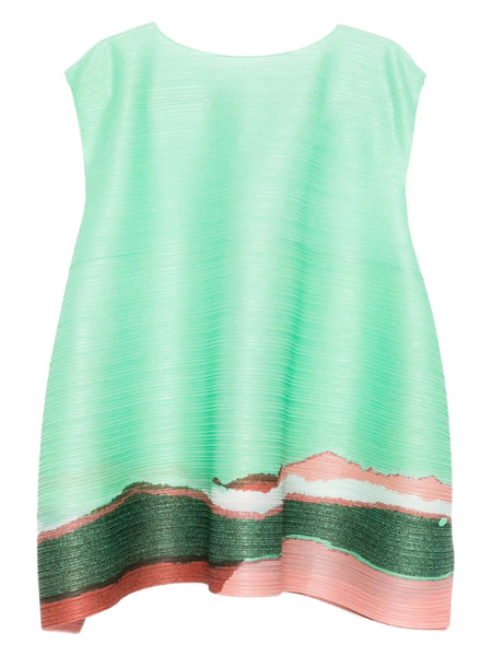  Pleats Please Issey Miyake Grainy Printed Tunic - Green 