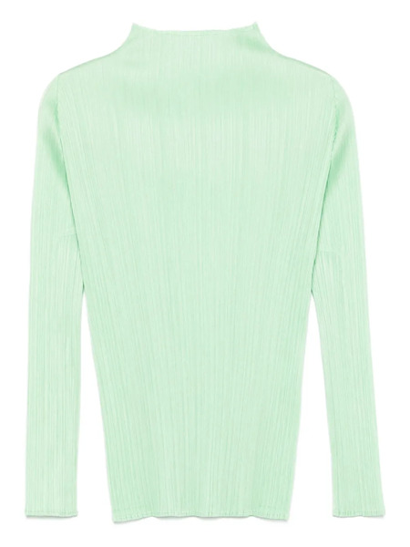  Pleats Please Issey Miyake High-neck Pleated Blouse - Green 
