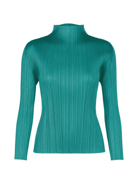  Pleats Please Issey Miyake Long-sleeve Mock-neck Top - Green 