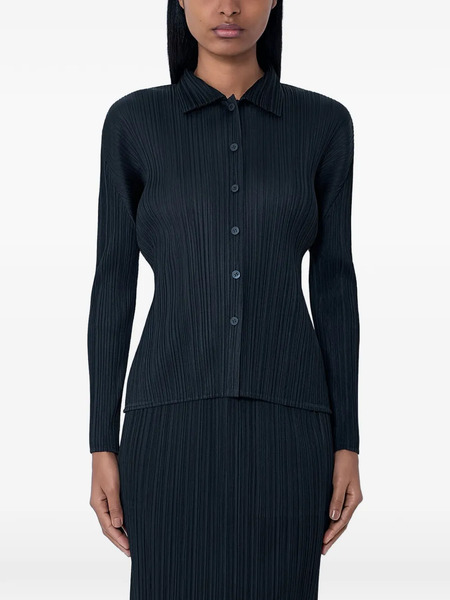  Pleats Please Issey Miyake Pleated Button-down Shirt - Black 