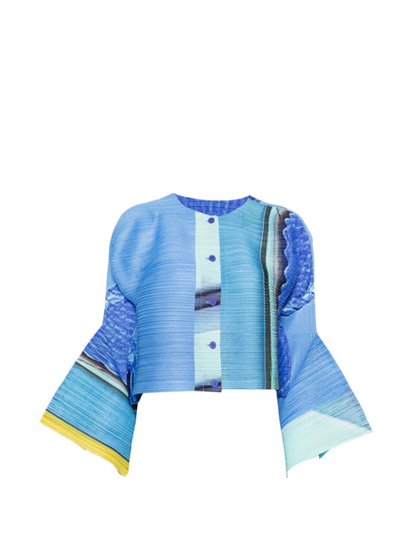  Pleats Please Issey Miyake Pleated Buttoned Blouse - Blue 
