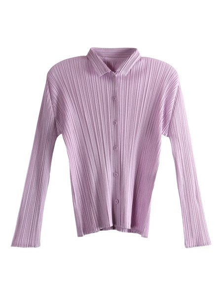 Pleats Please Issey Miyake Pleated Buttoned Top - Pink 