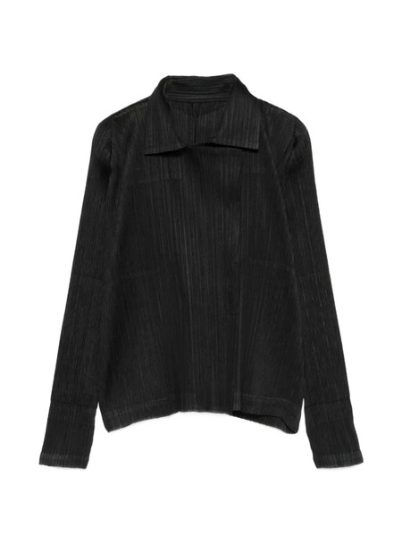  Pleats Please Issey Miyake Pleated Collar Jacket - Black 