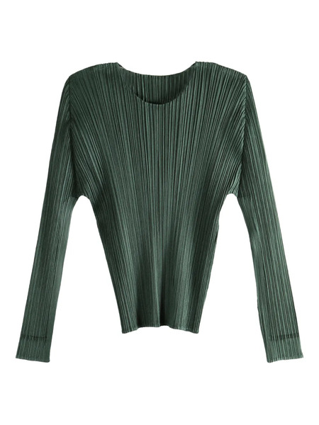  Pleats Please Issey Miyake Pleated Long-sleeved Top - Green 