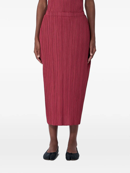  Pleats Please Issey Miyake Pleated Midi Skirt - Red 
