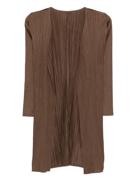  Pleats Please Issey Miyake Pleated Open-front Coat - Brown 