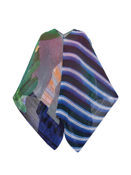  Pleats Please Issey Miyake Pleated-patterned Poncho - Blue 