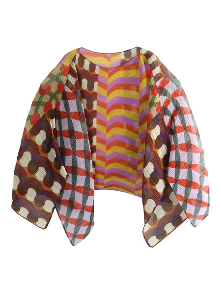  Pleats Please Issey Miyake Pleated Scarf Top - Brown 