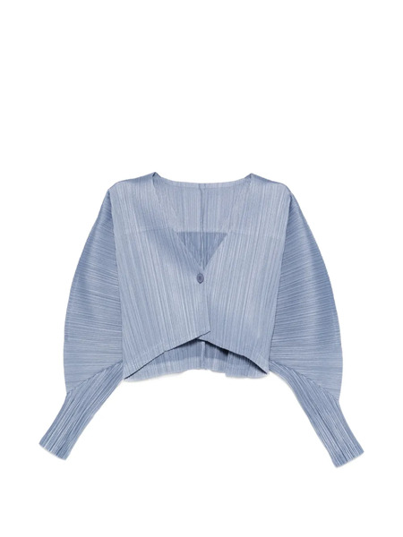  Pleats Please Issey Miyake Puffy V-neck Top - Blue 