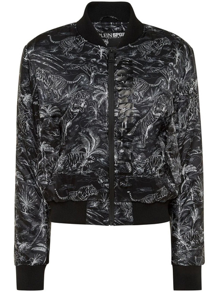  Plein Sport Jungle-print Bomber Jacket - Black 