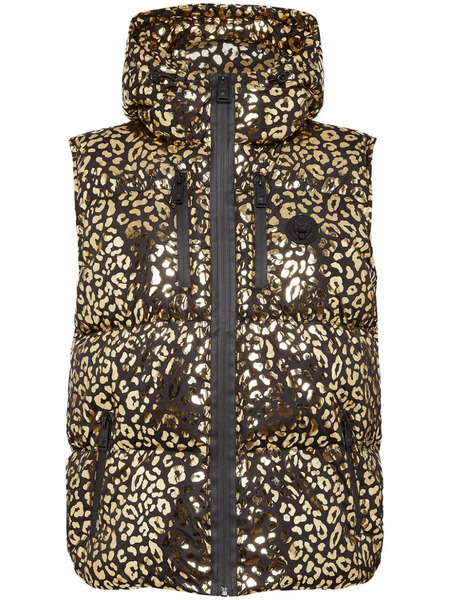  Plein Sport Leopard-print Puffer Gilet - Gold 