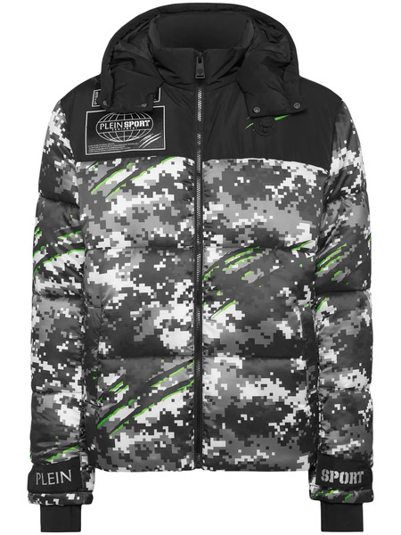  Plein Sport Pixel Puffer Jacket - Black 