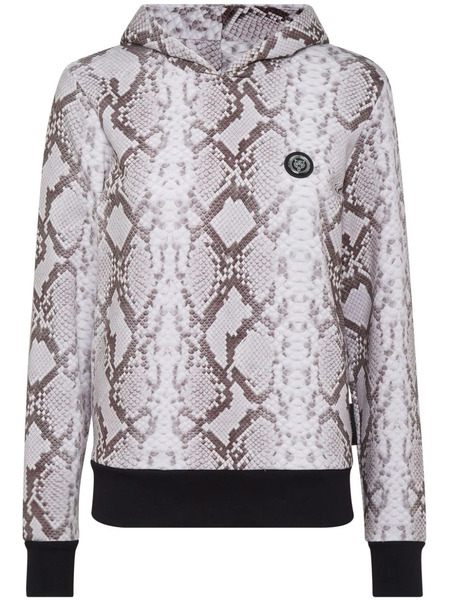  Plein Sport Tiger Logo-patch Python-print Hoodie - Grey 