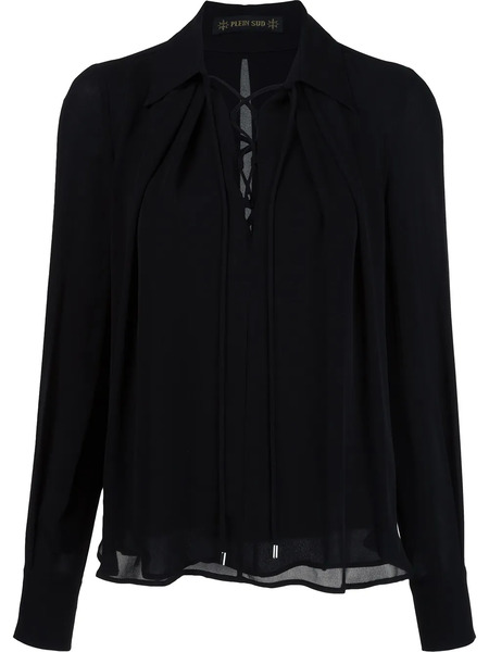  Plein Sud Lace-up Neck Blouse - Black 