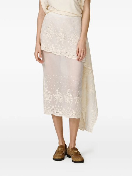  Pnk Embroidered-detail Midi Skirt - Neutrals 