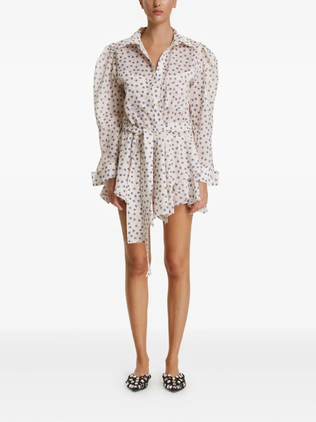  Pnk Floral Puff-sleeve Dress - Neutrals 